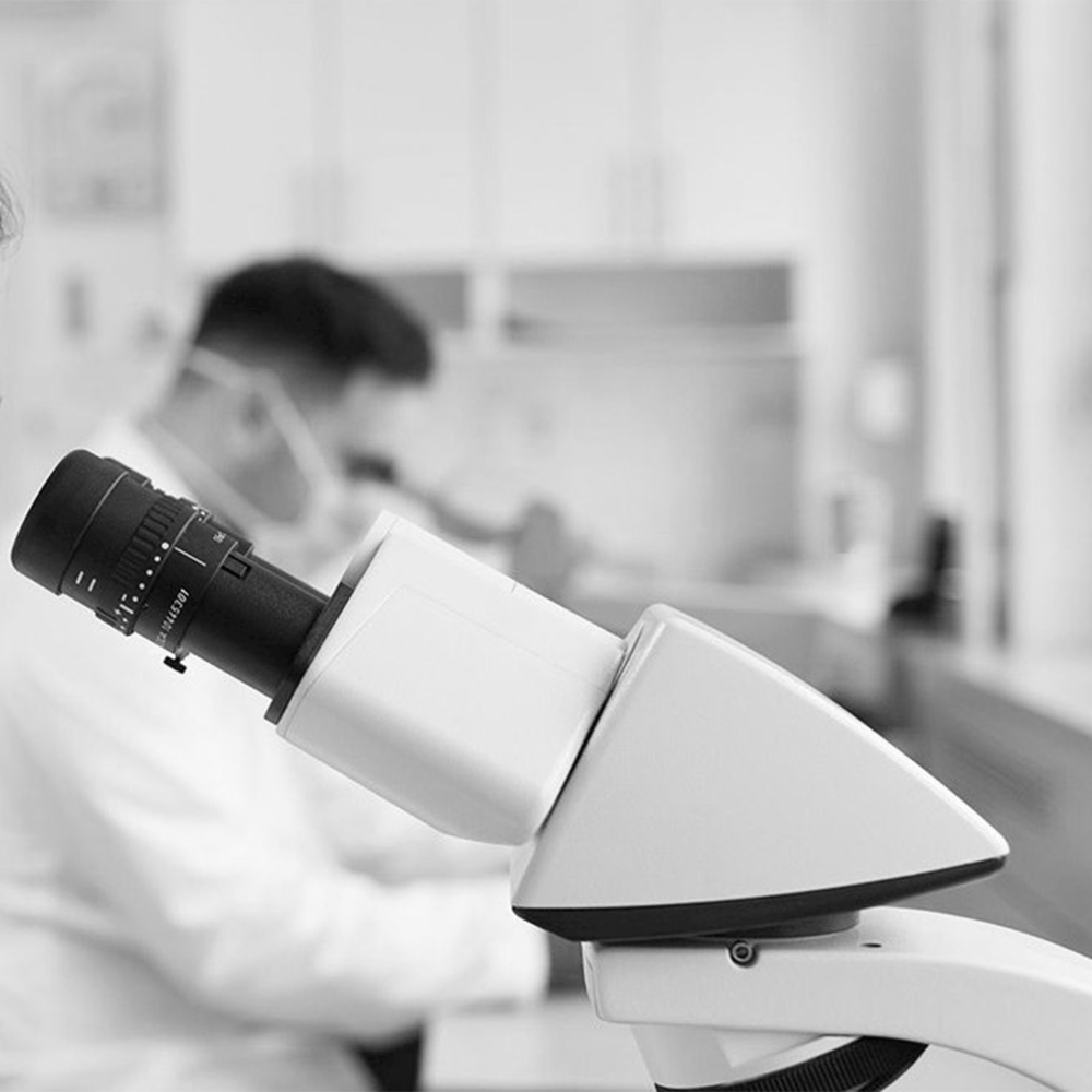 A microscope in black and white